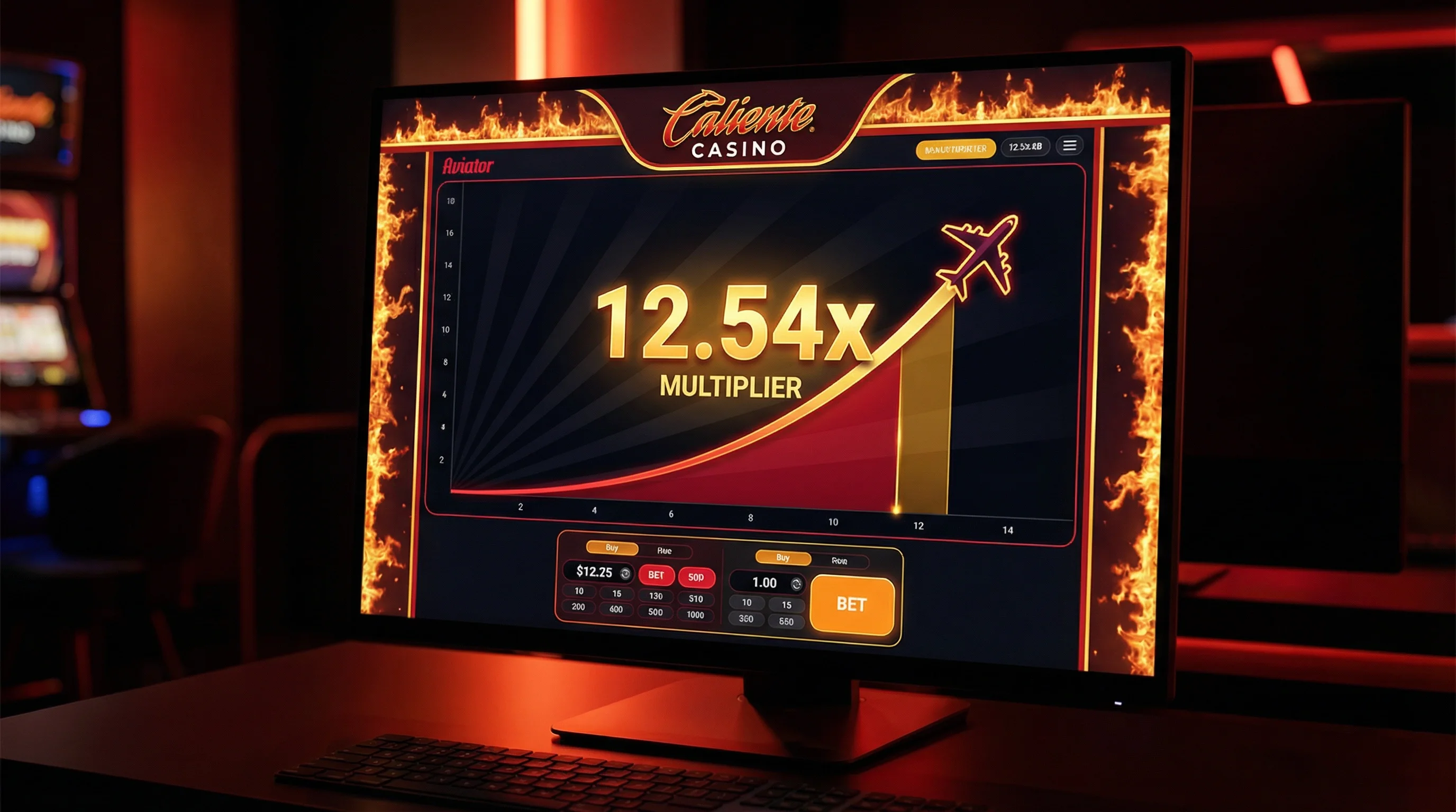 Juego Aviator con multiplicador creciente